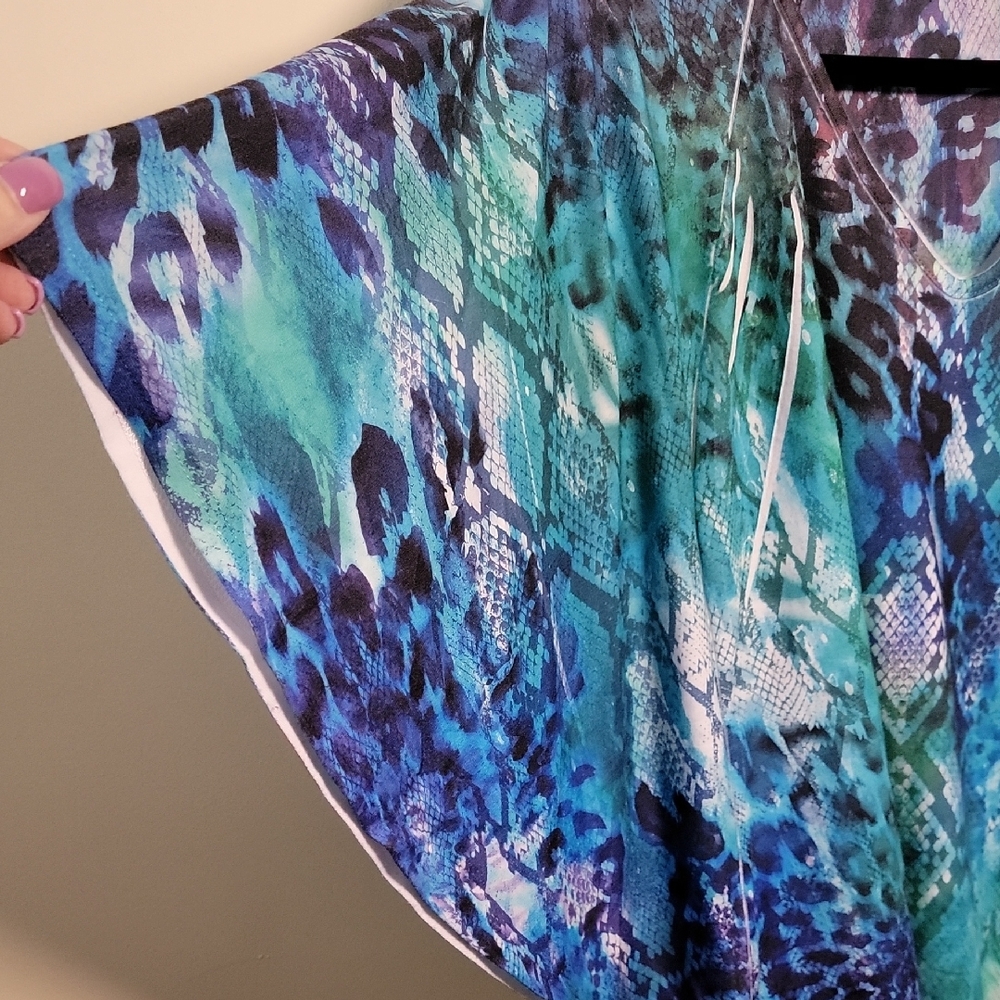 Cache vintage butterfly style multicolor top. Size Medium. EUC - Picture 3 of 5